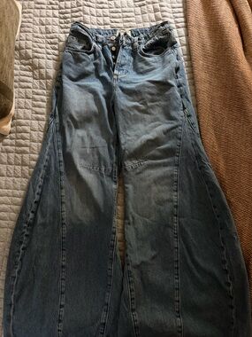 Free People We The Free Eden High Slouchy Jeans 26 Wide Leg 100% Cotton Boho